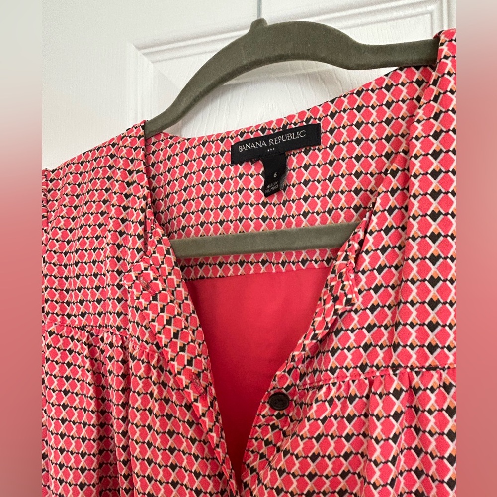 Pink, Orange Patterned Button Down Dress - image 4